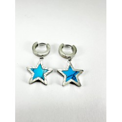 Gümüş Mavi Yıldız Detaylı Küpe